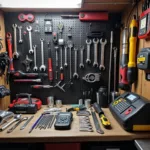 Organized Car Tools on a Workbench