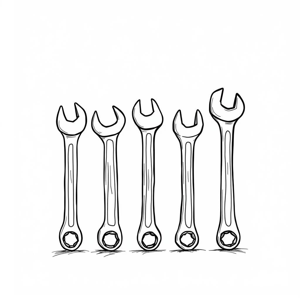 Coloring Page of a Wrench Set