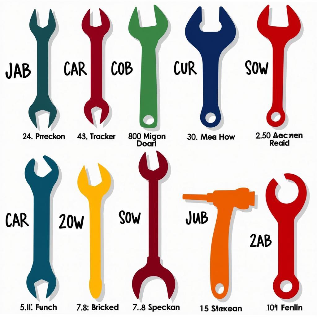 Car Tools Silhouette Educational Poster