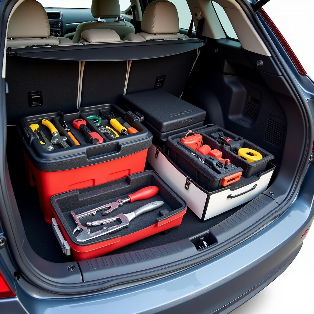 Car trunk organizer and toolbox