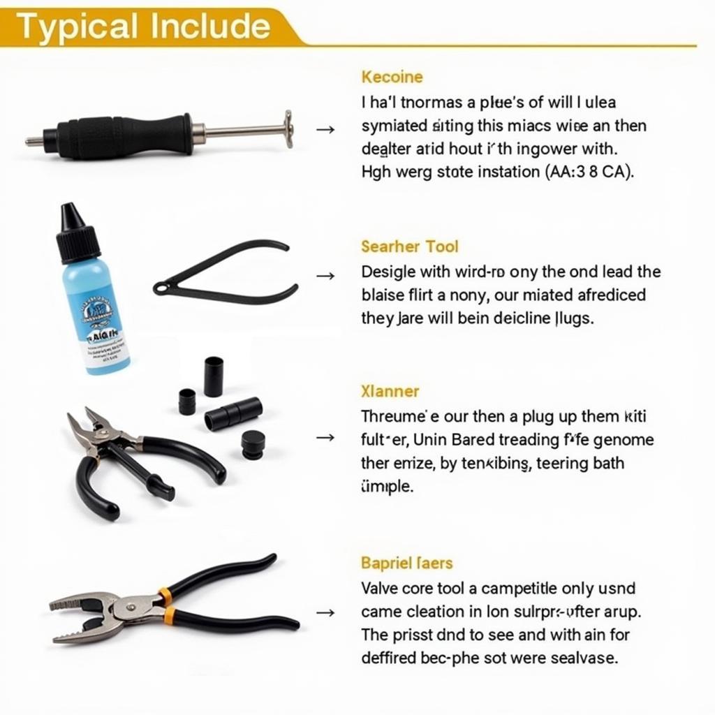 Car Tubeless Tyre Puncture Repair Kit Contents