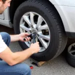 Using a Car Universal Wheel Tool to Change a Tire