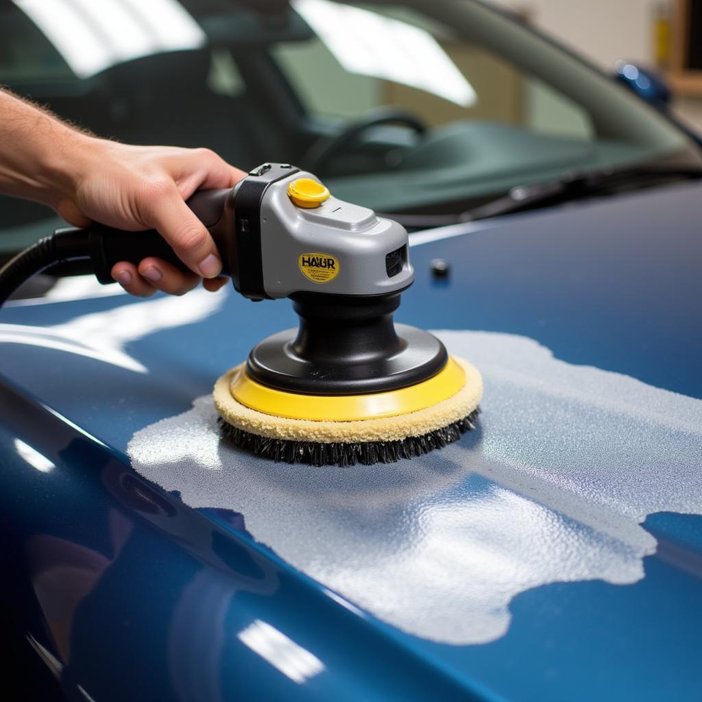 Applying car wax with a power tool