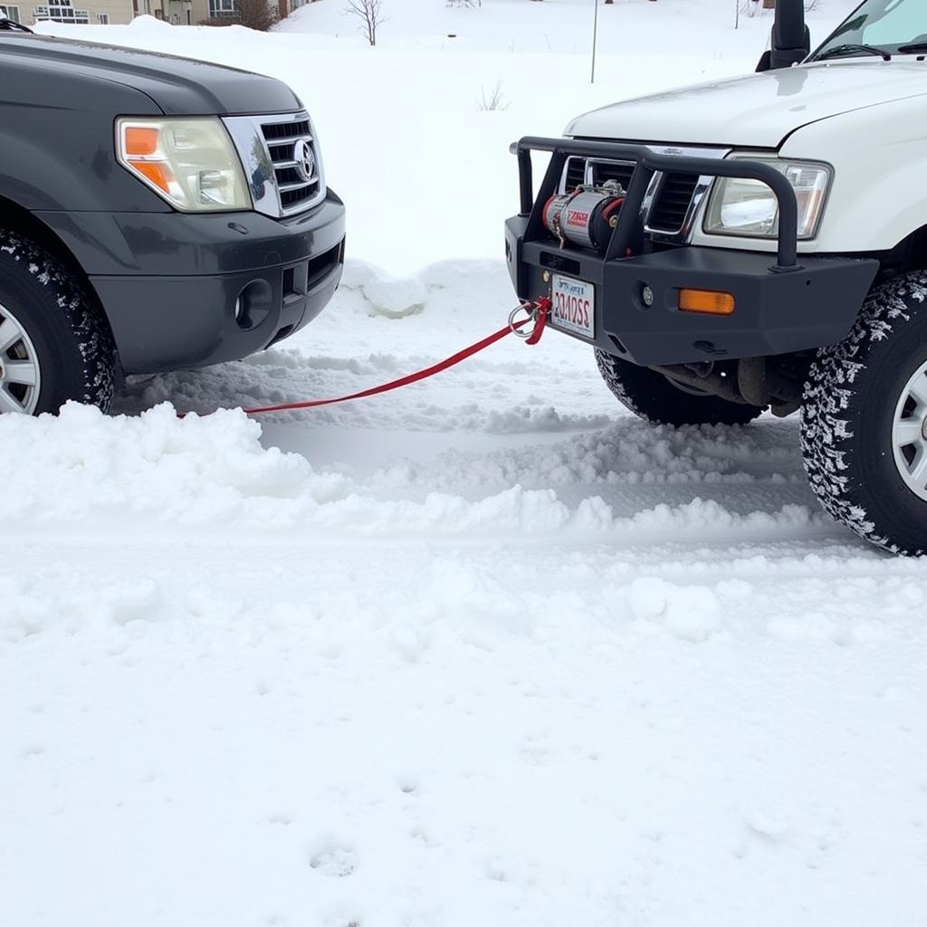 Using a Car Winch for Snow Recovery