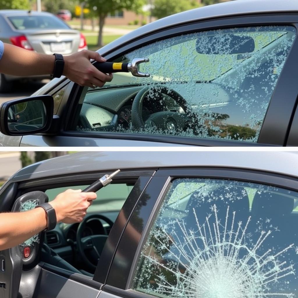 Car Window Breaking Tool In Action