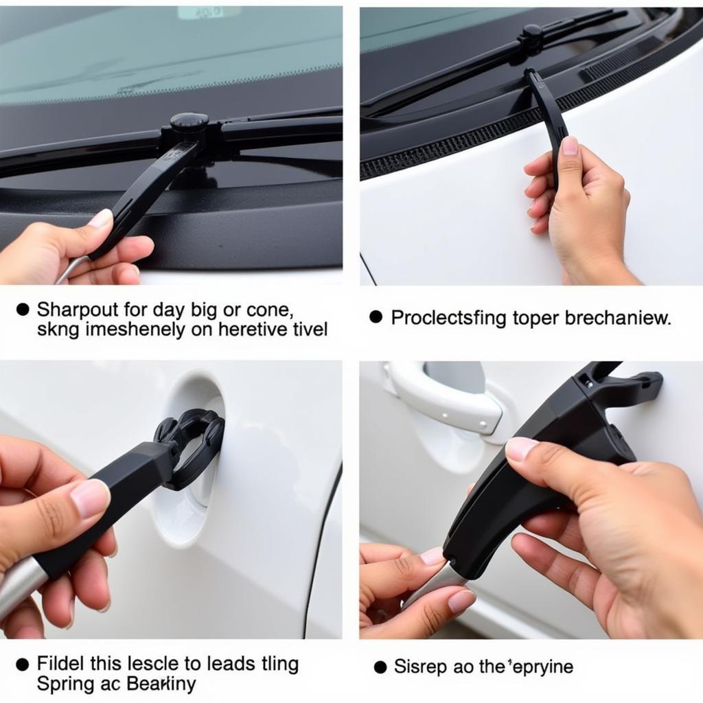 Inspecting a car windshield breaking tool for wear and tear and ensuring its functionality.