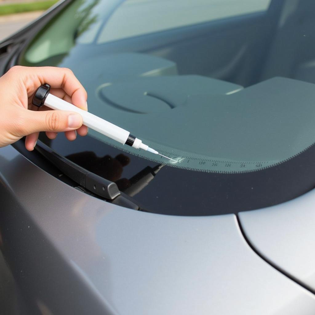 Car Windshield Repair DIY Tool Kit in Action