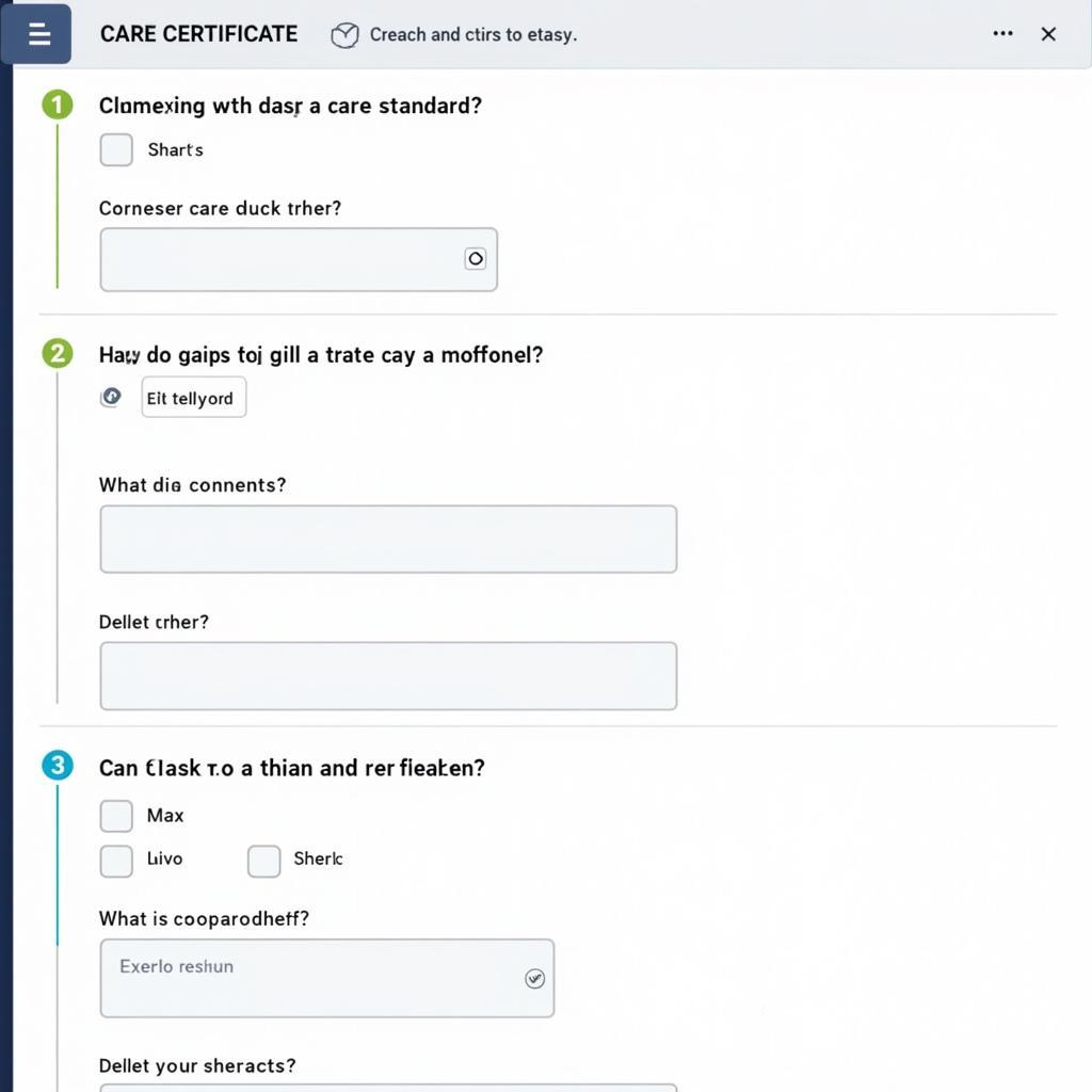 Example of a Care Certificate Self Assessment Tool