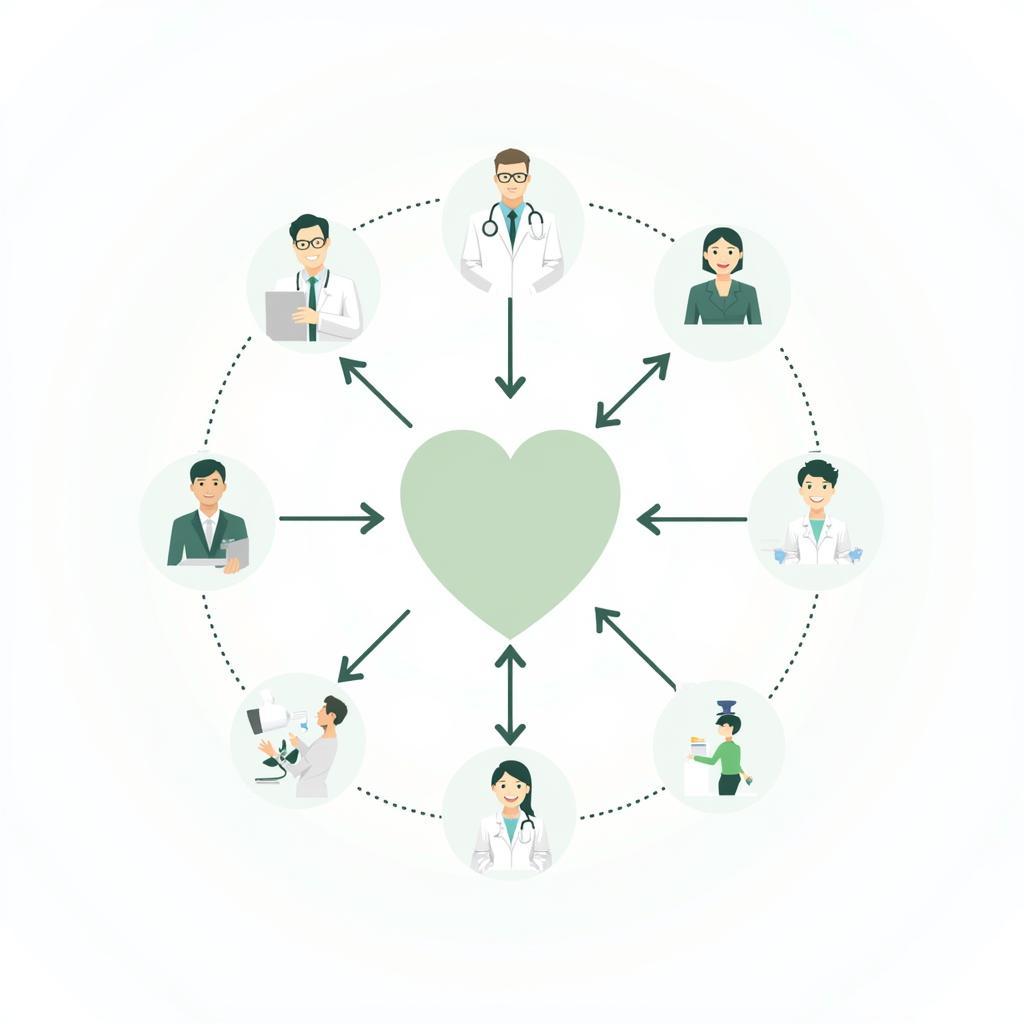 Diagram showing the collaboration between different healthcare providers in care management