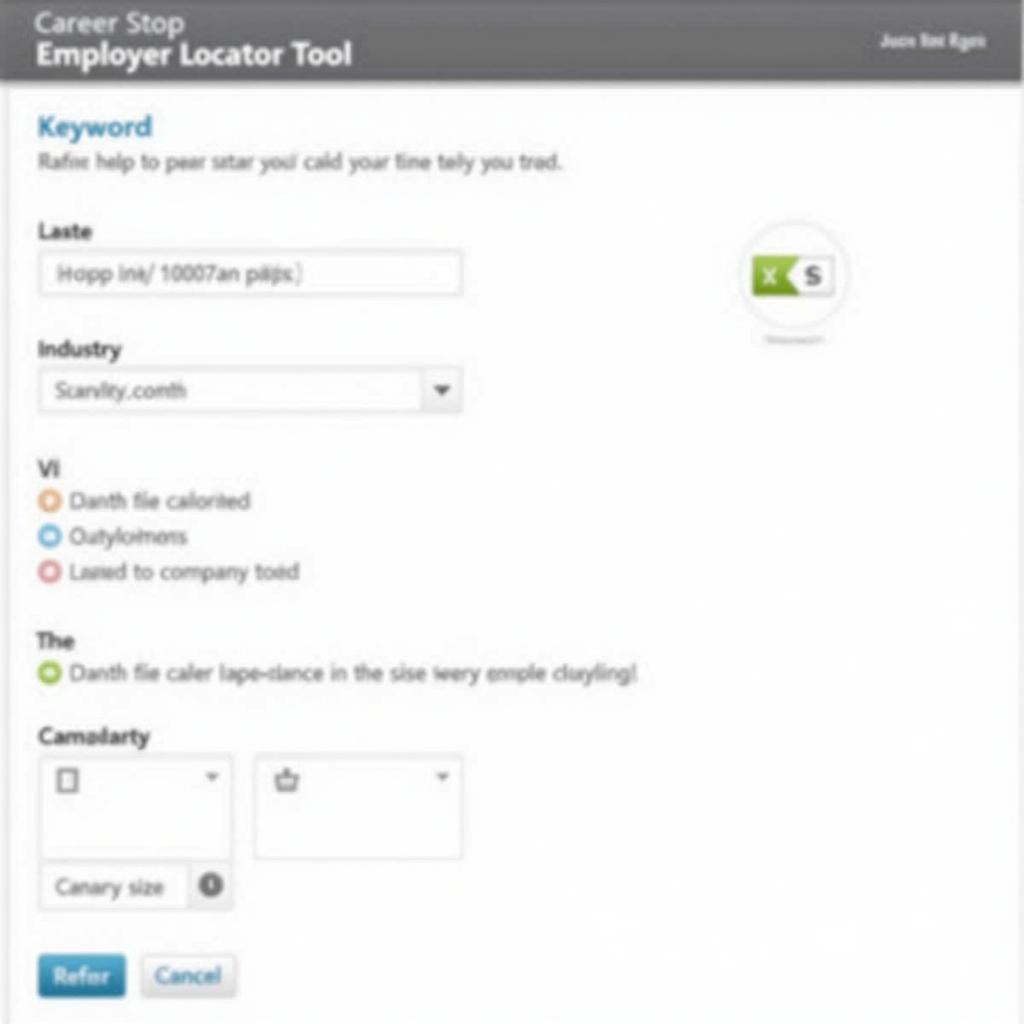 Career One Stop Employer Locator Tool Interface