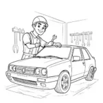 Mechanic with Wrench Coloring Page