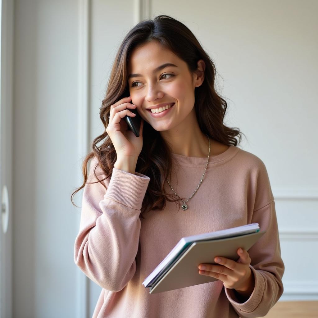 Candidate making a follow-up phone call after an interview