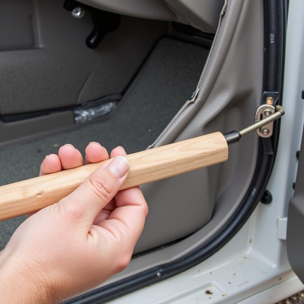 Using Homemade Tool to Remove Car Panel