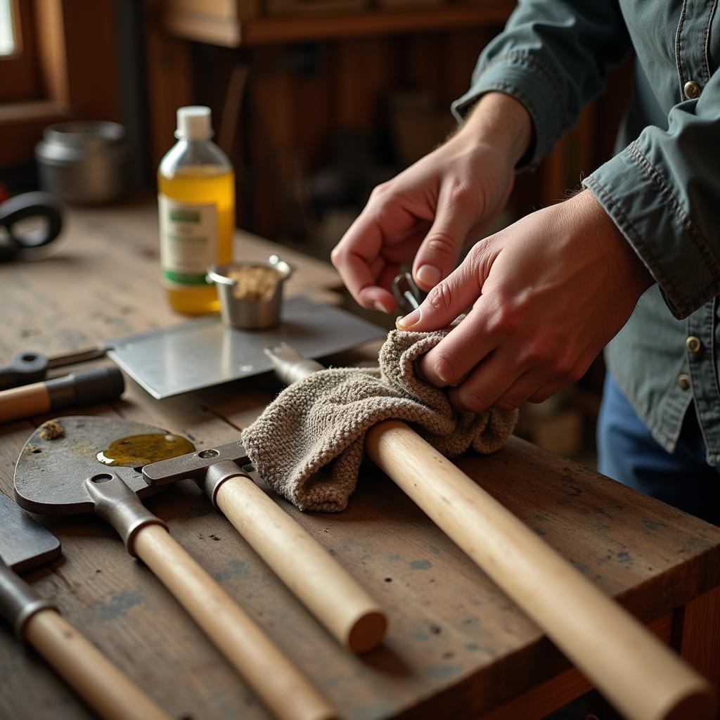 Caring for wooden garden tool handles involves regular cleaning, oiling, and proper storage to prevent damage and extend their lifespan.