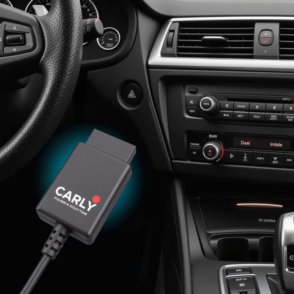 Carly OBD2 Tool Connected to a BMW OBD2 Port