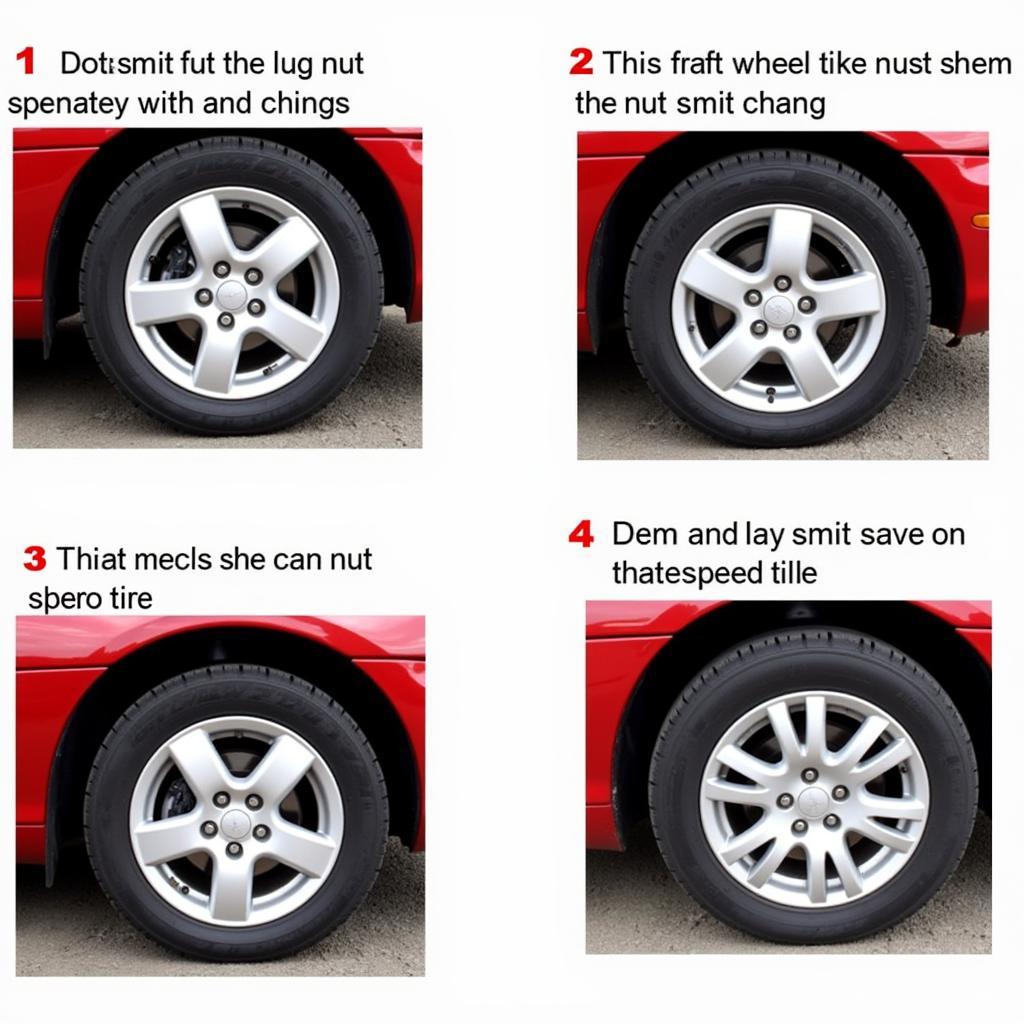 Step-by-step process of changing a car wheel