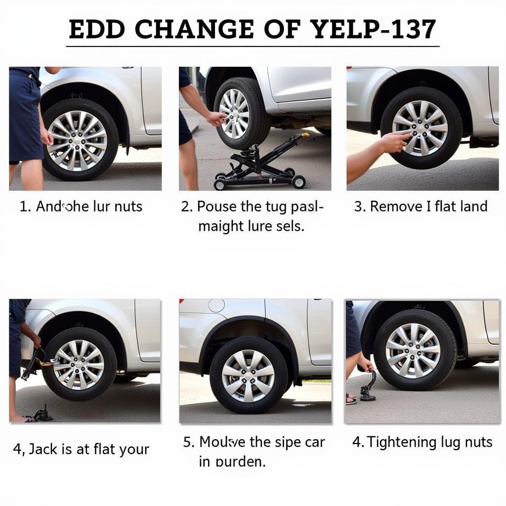 Step-by-step process of changing a flat tire