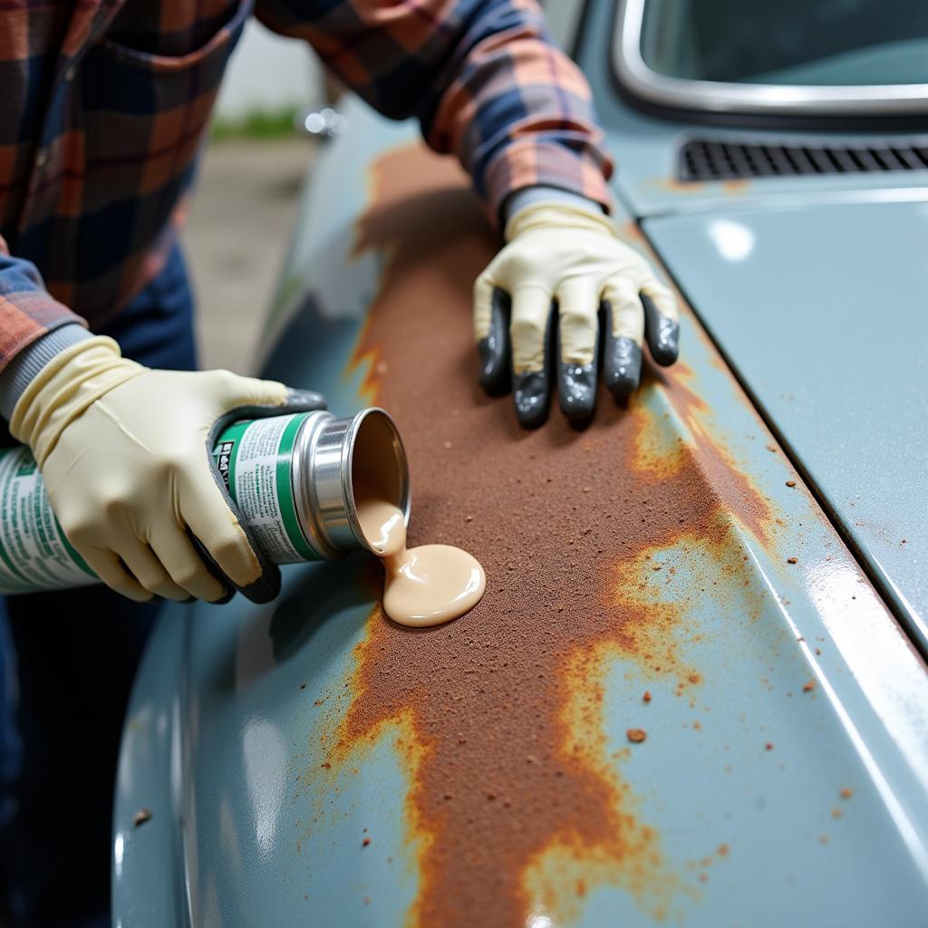 Applying Chemical Paint and Rust Remover