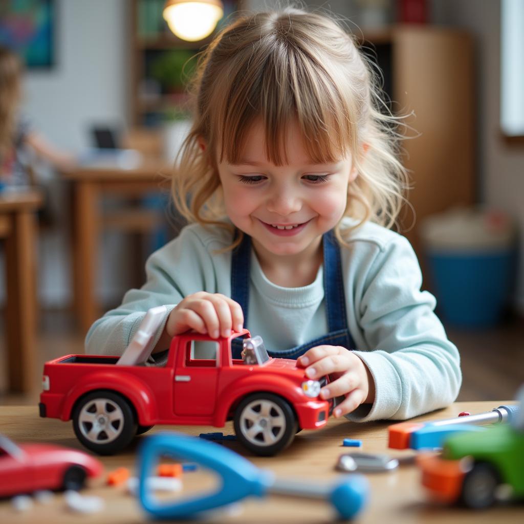 Child Playing with Car Tools, Inspired by Cars 3