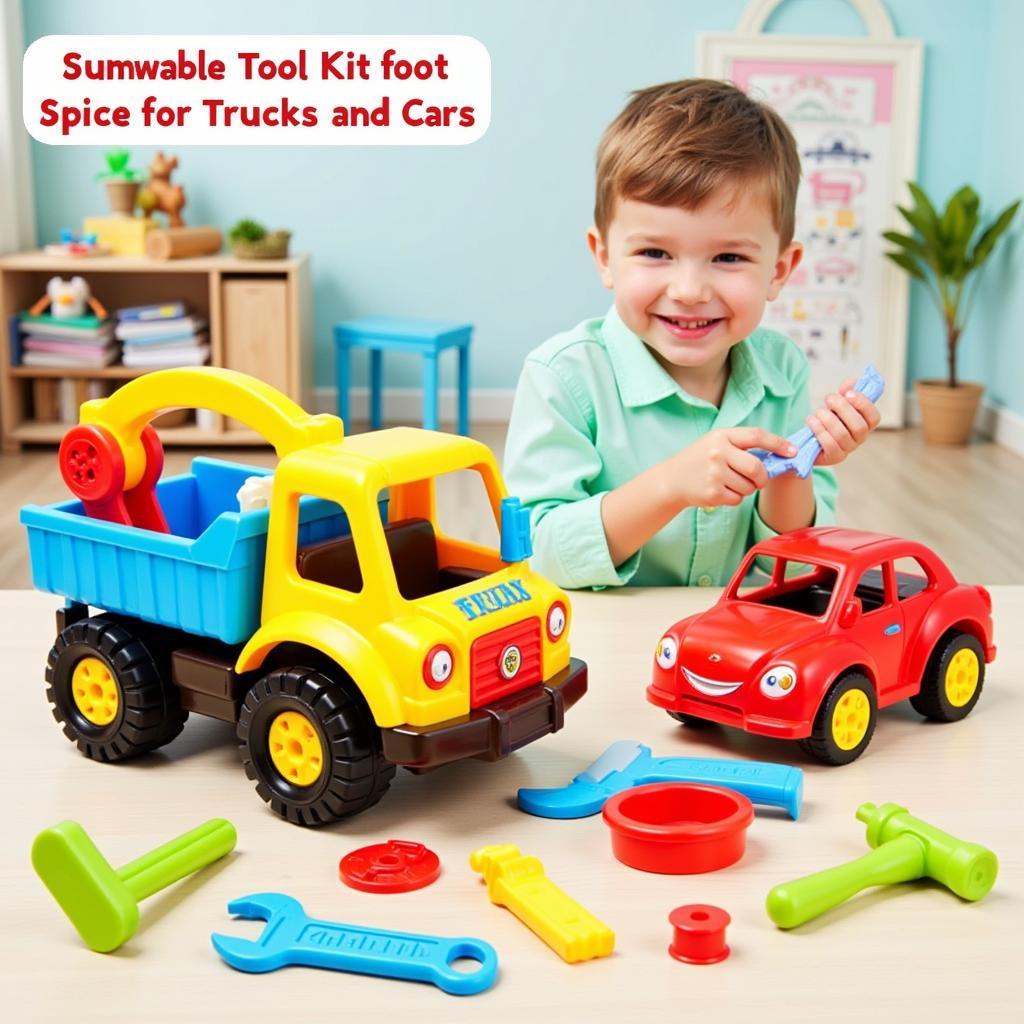 Children's tool kit truck car playset for educational play