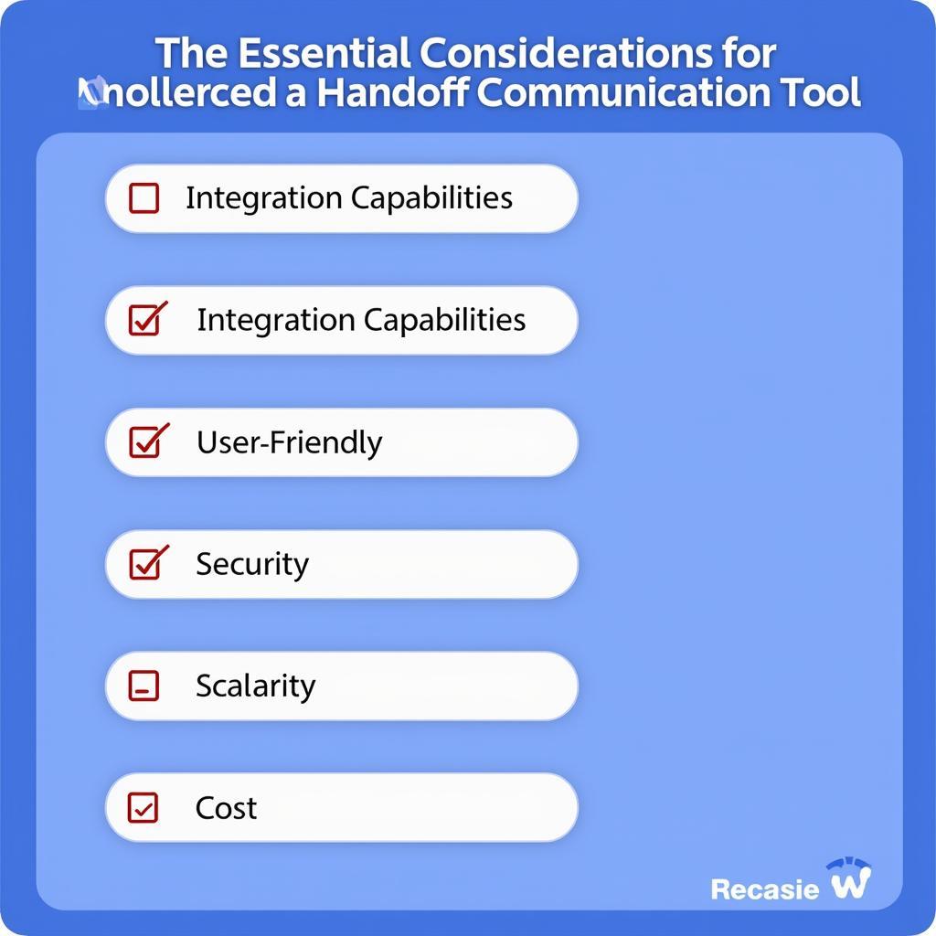 Checklist for selecting the appropriate handoff communication tool.