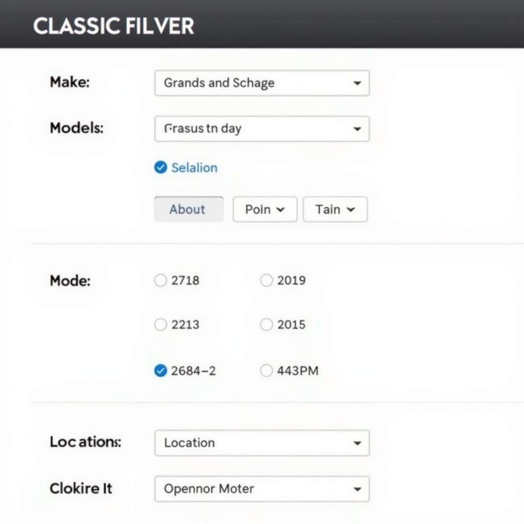 Classic Car Finder Tool Interface Example