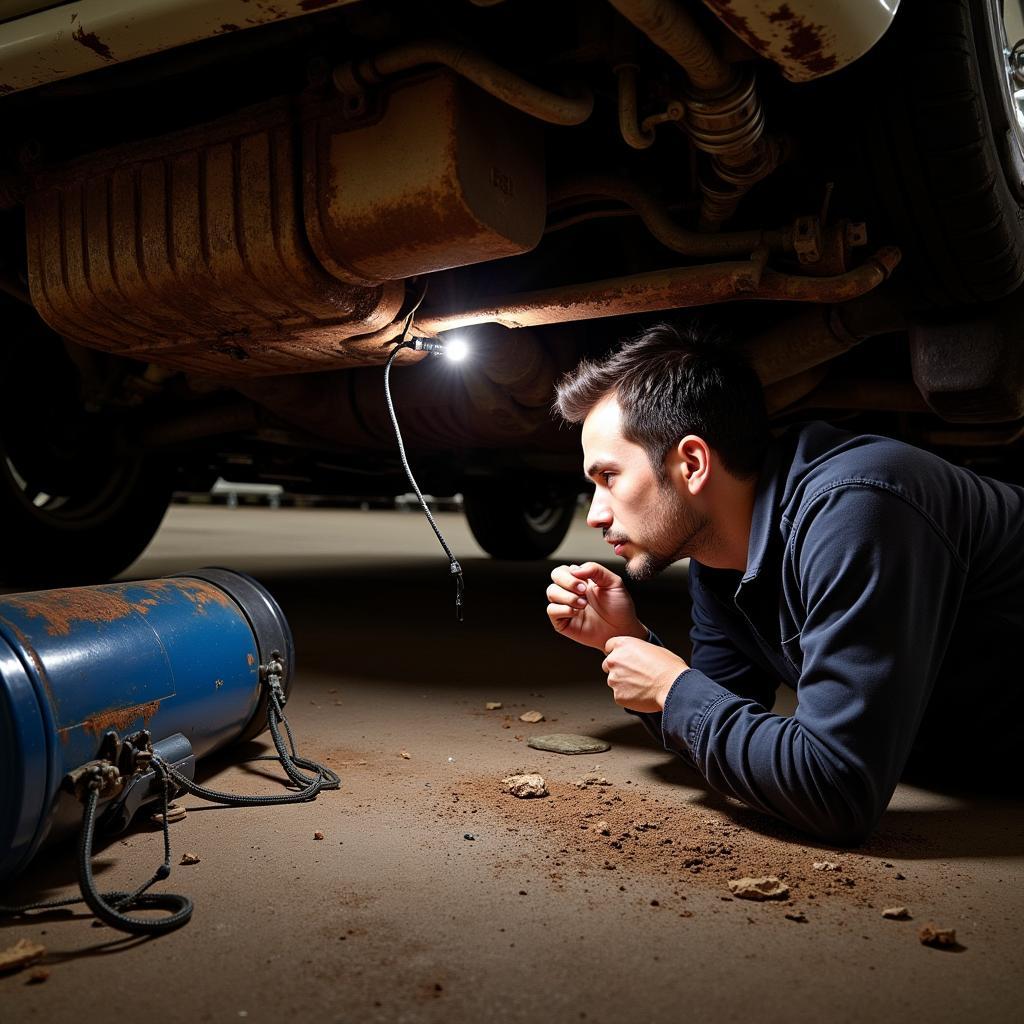 Inspecting a Classic Car's Undercarriage