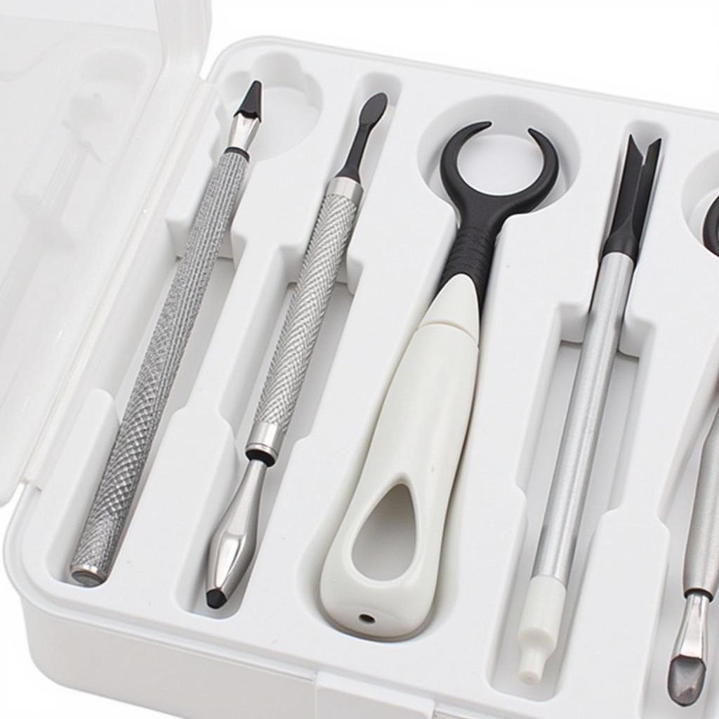 Clean and Sanitized Nail Tools in Storage