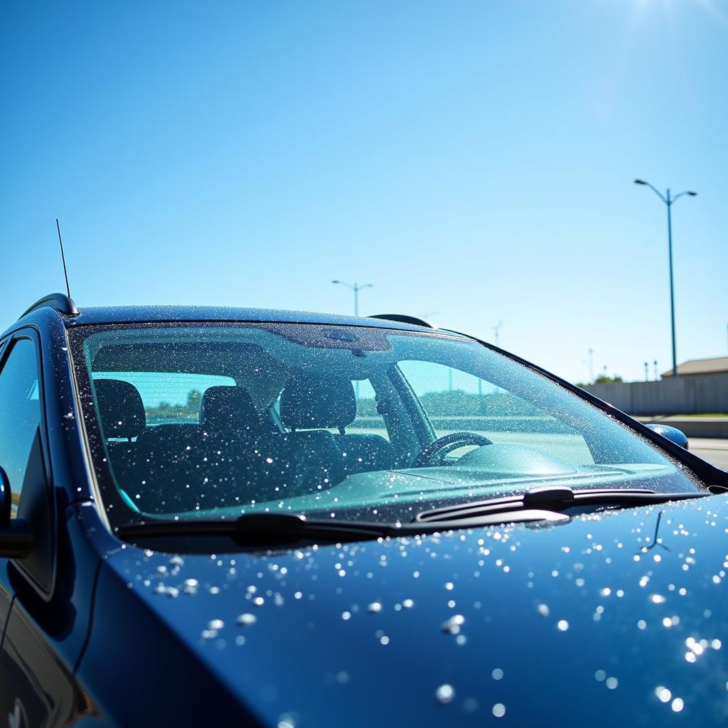 Clean car windshield after being washed with the proper tools