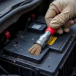 Cleaning Car Battery Terminals with a Wire Brush