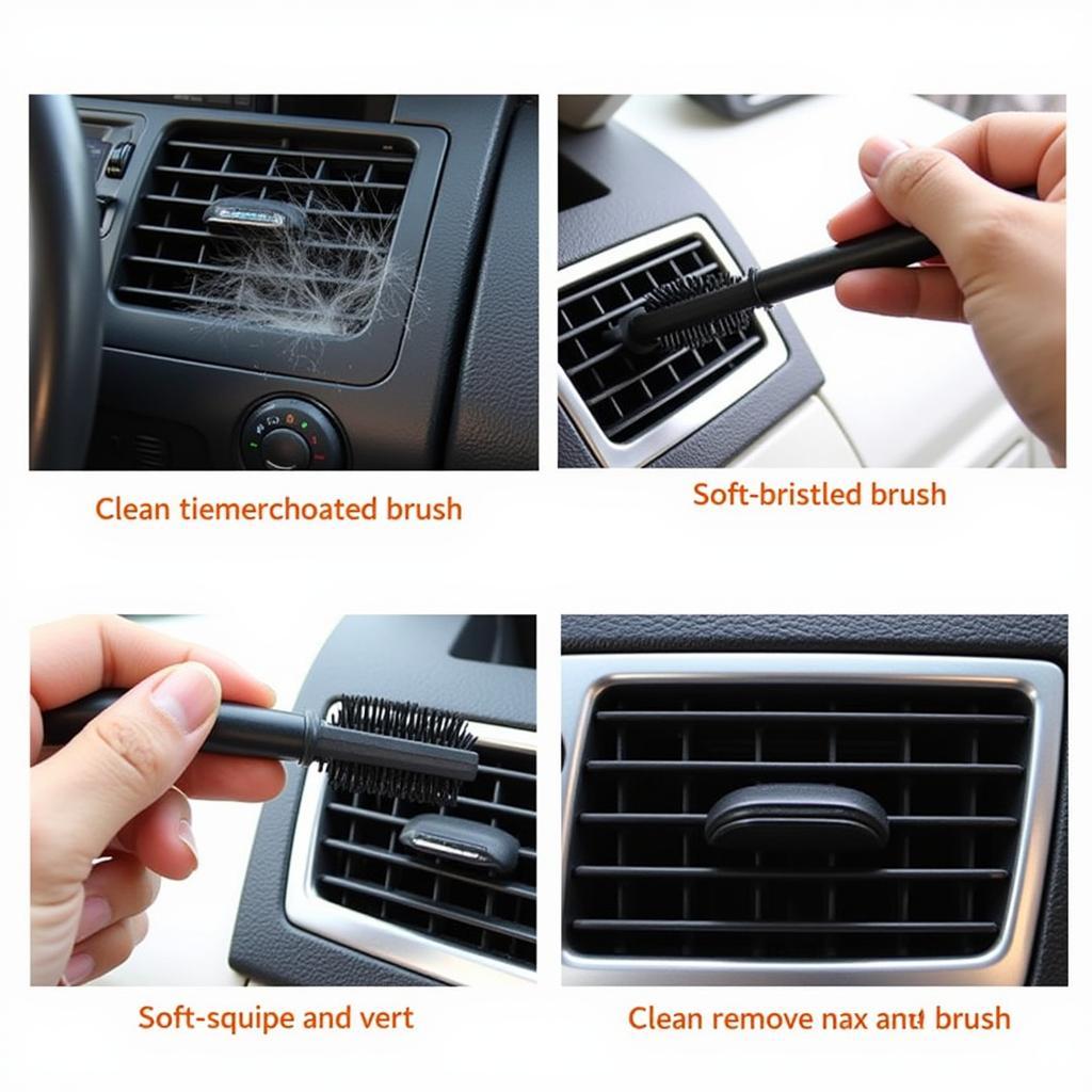 Cleaning Car Vents Using Brush