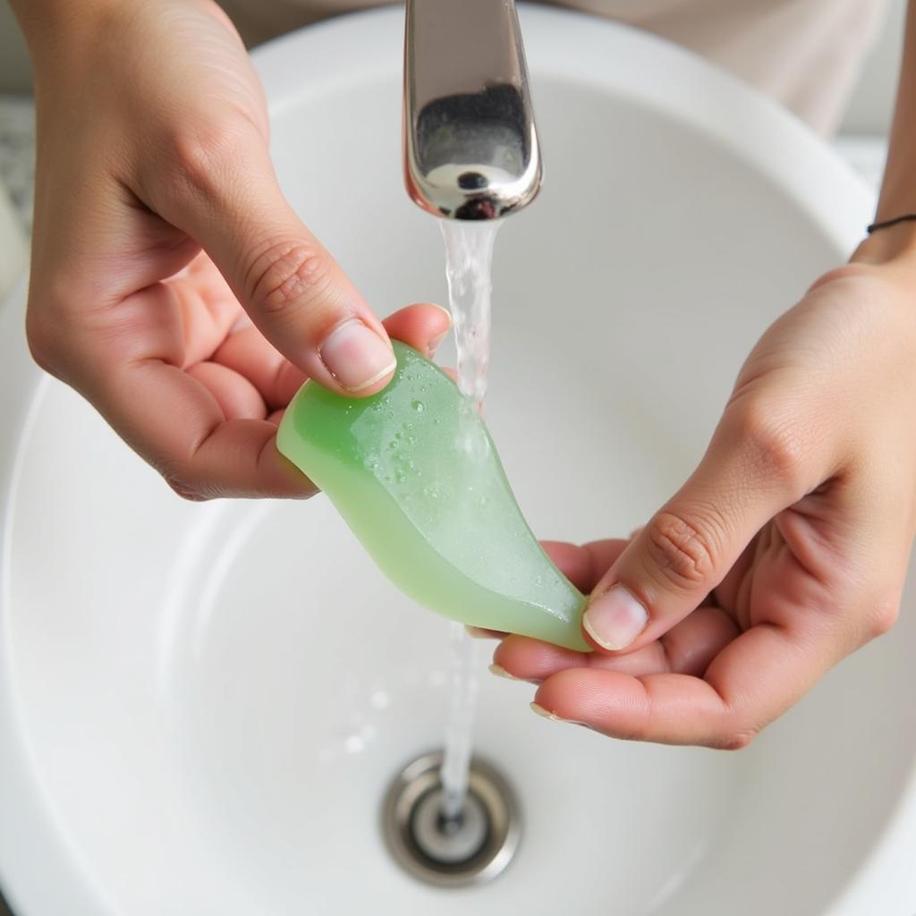 Cleaning a Jade Gua Sha Tool with Soap and Water