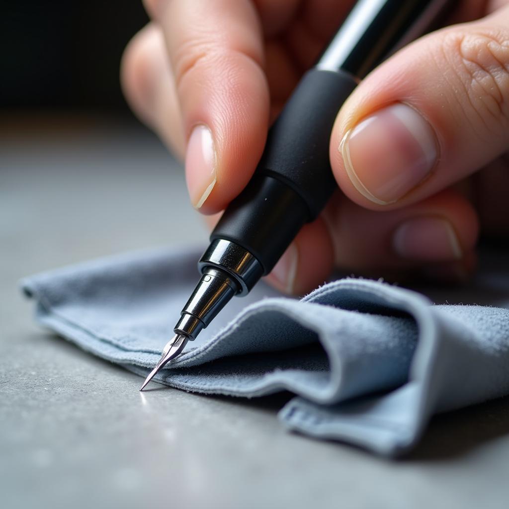 Cleaning a Technical Pen Nib with a Soft Cloth