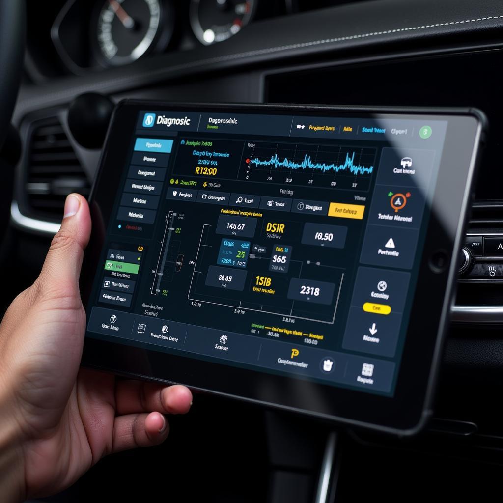 Close-up of Mercedes Diagnostic Software on a Tablet