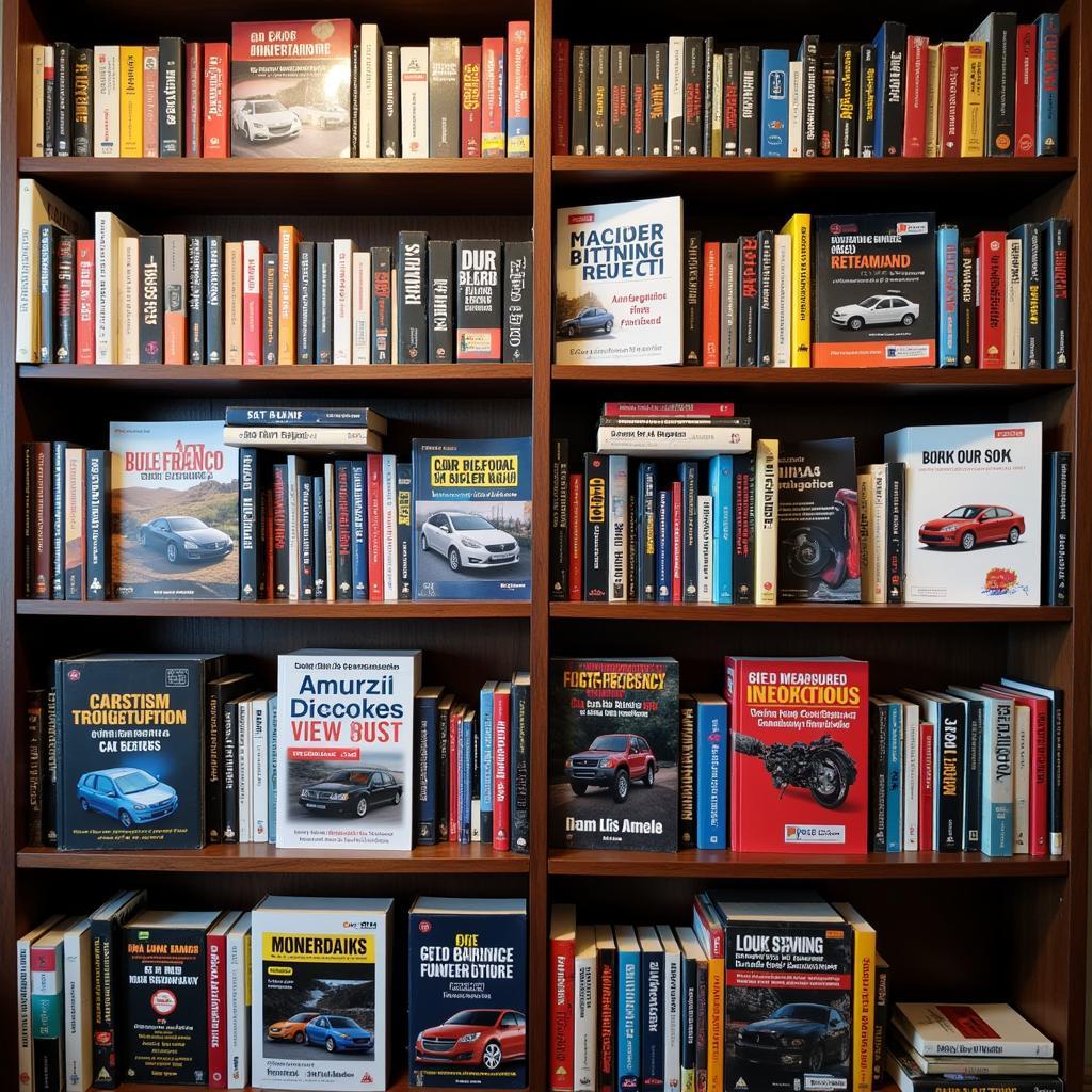 Collection of Car Diagnostic Books on a Shelf