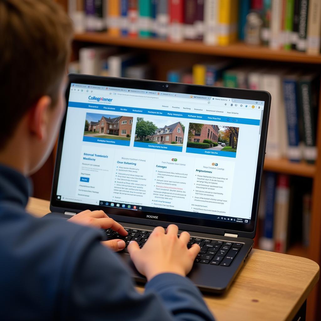 Student Researching Colleges on a College Planning Website