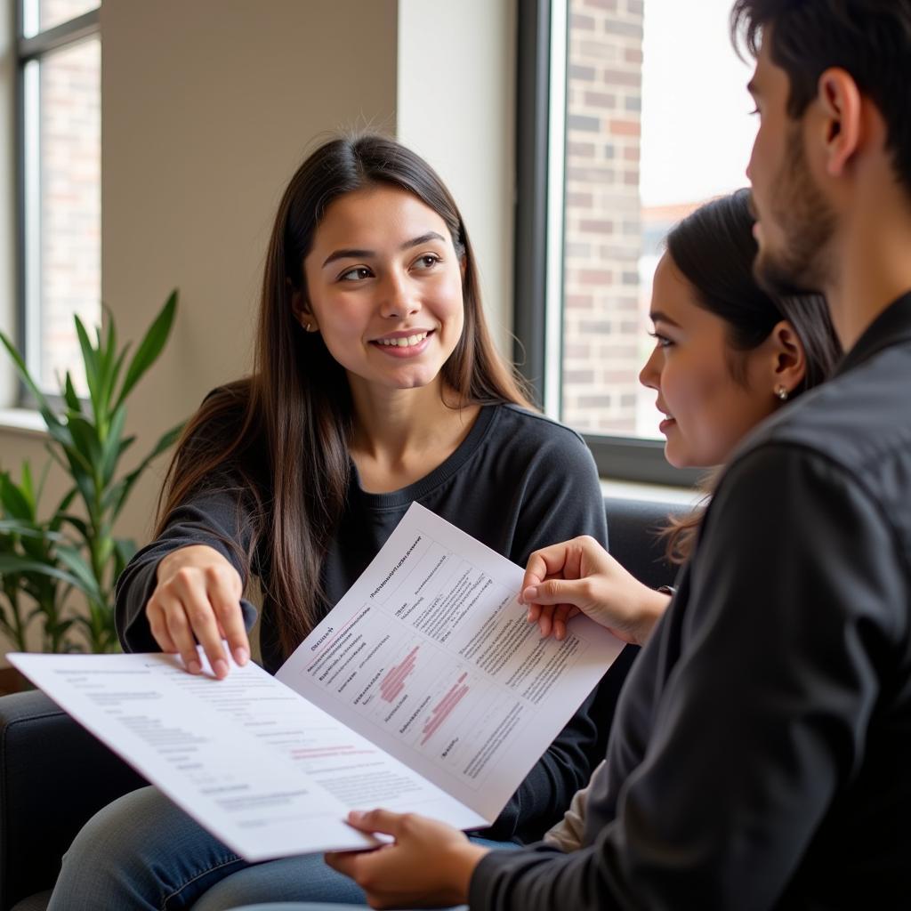 College student discussing career assessment results with advisor