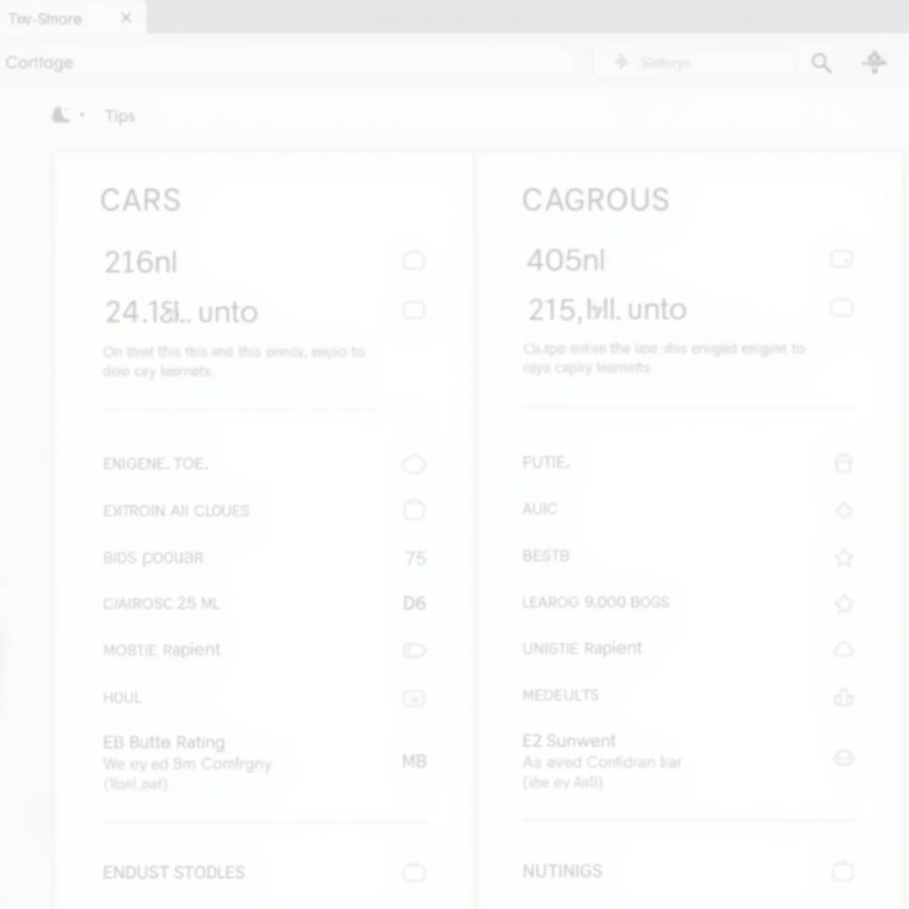 Compare Cars Tool Interface