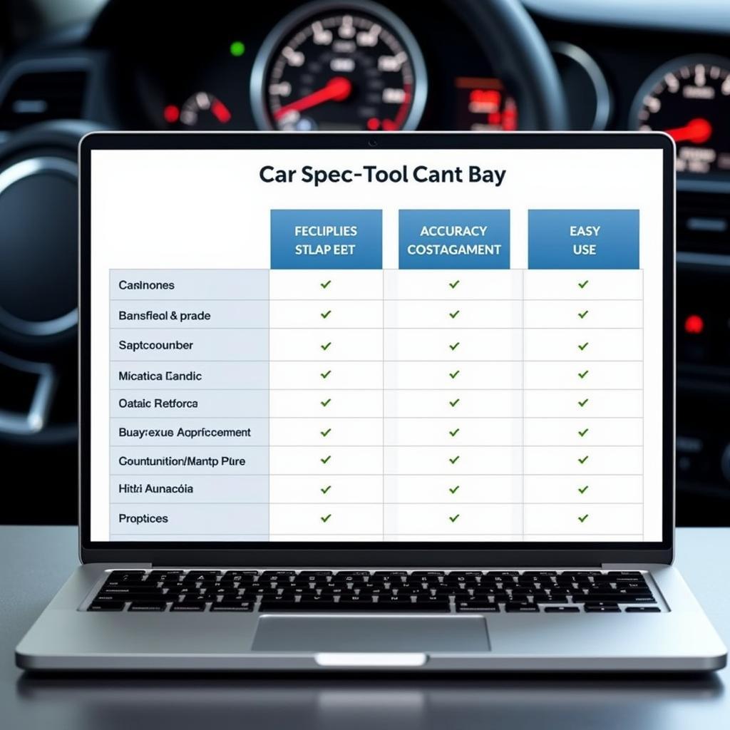 Comparing Different Car Spec Check Tools on a Laptop