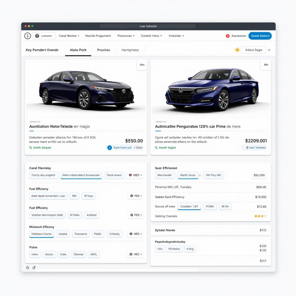 Comparing Cars Online Using a Selector Tool