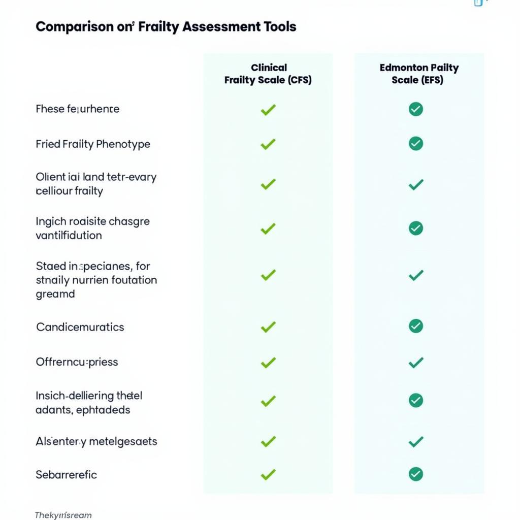 Comparing various frailty assessment tools for effective care planning.