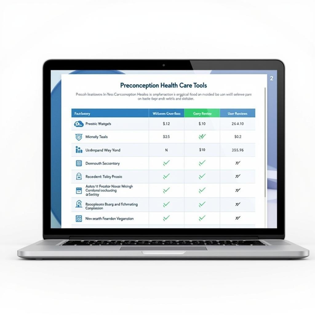 Comparing Different Preconception Health Care Tools on a Laptop