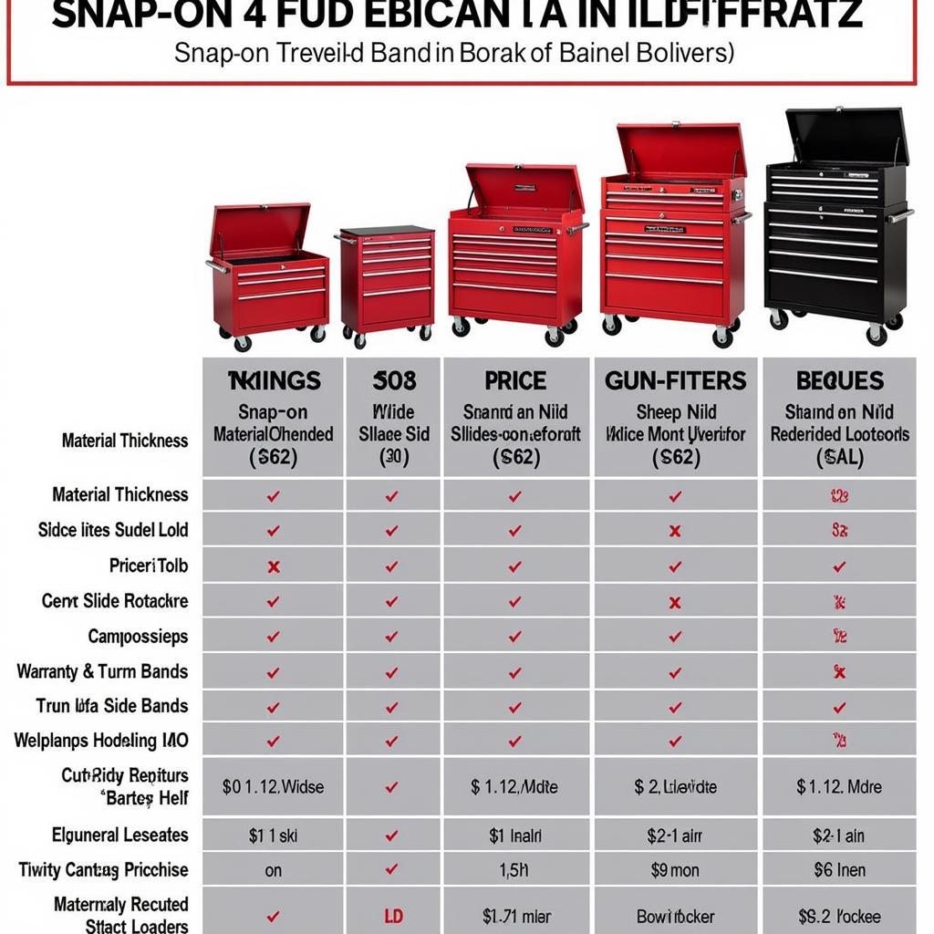 Comparison Chart of Snap-on vs. Other Tool Chest Brands