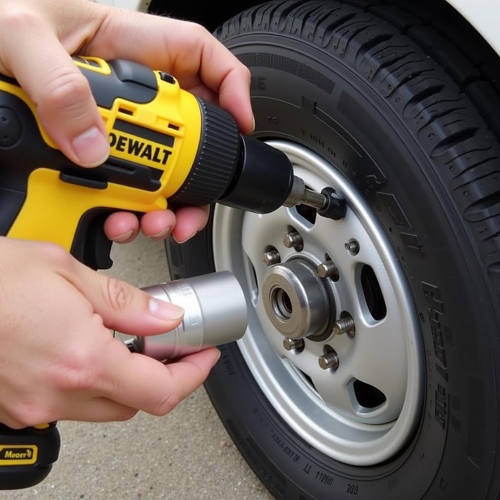 Cordless Drill Changing Tire