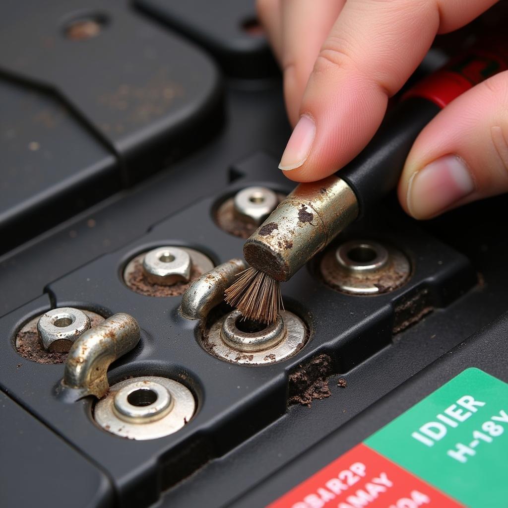 Cleaning corroded car battery terminals