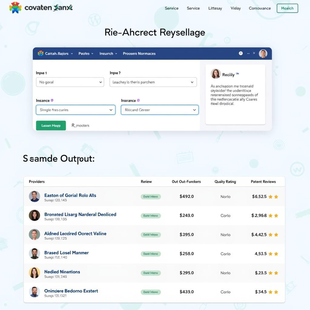 Example of a cost of care tool interface