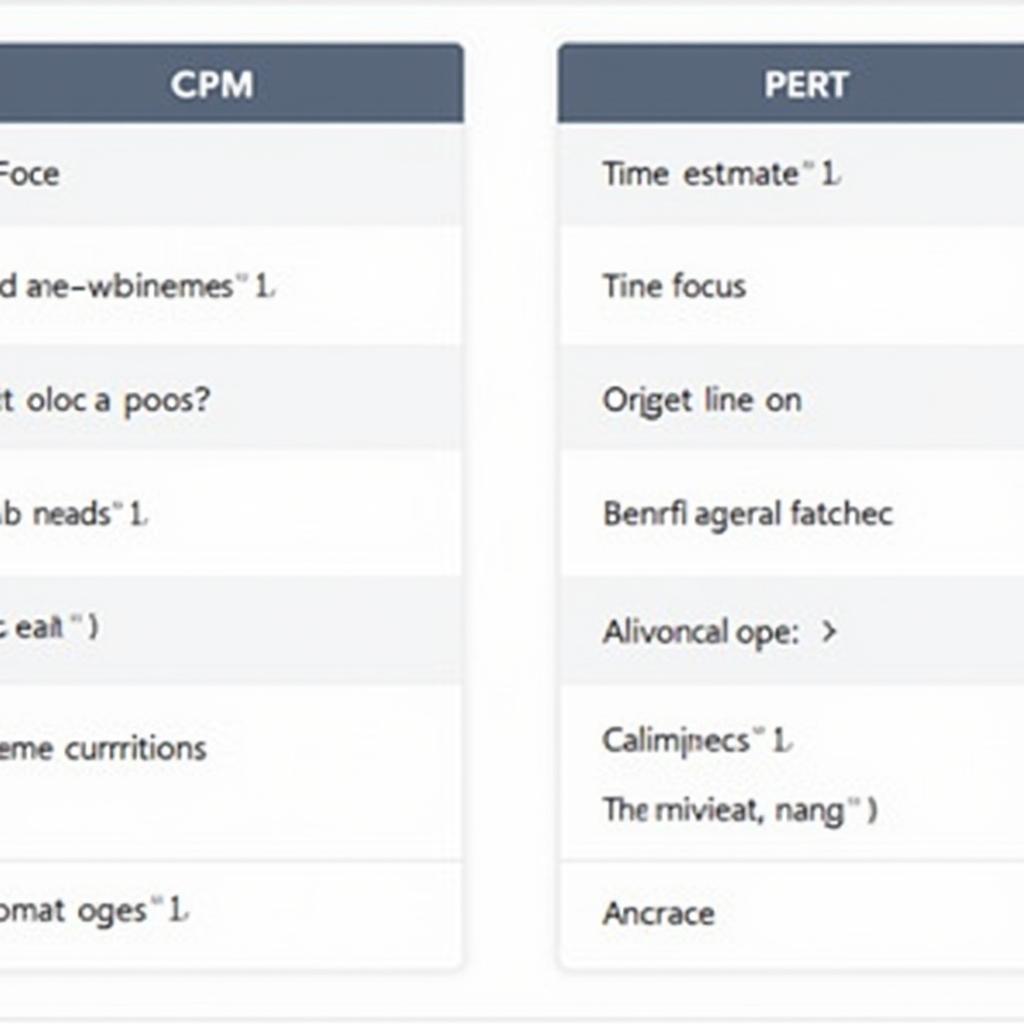 CPM vs. PERT Comparison Chart