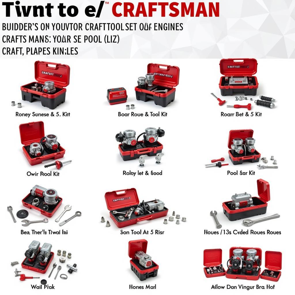 Various Craftsman toy tool sets with car engines.