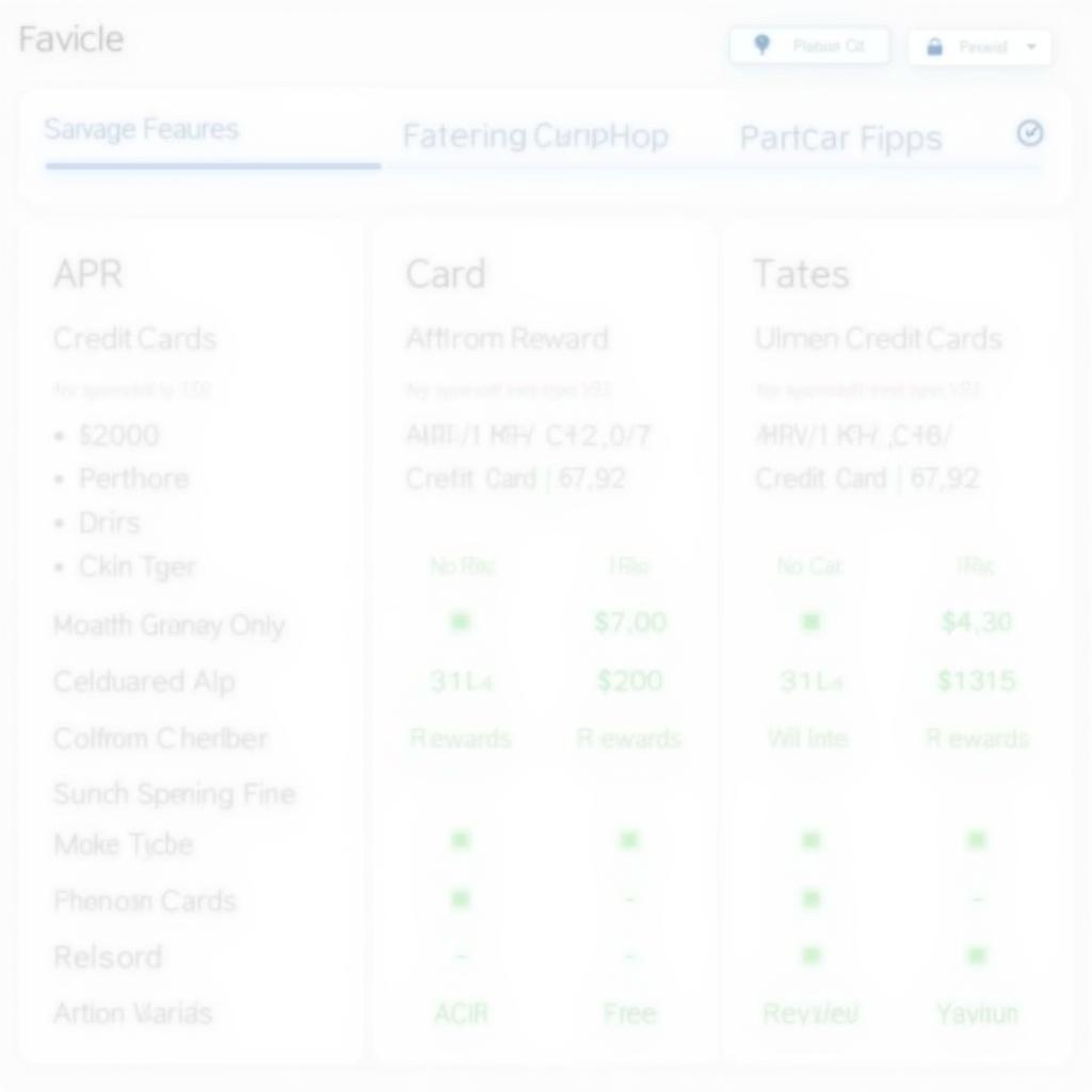 Credit Card Comparison Tool Interface