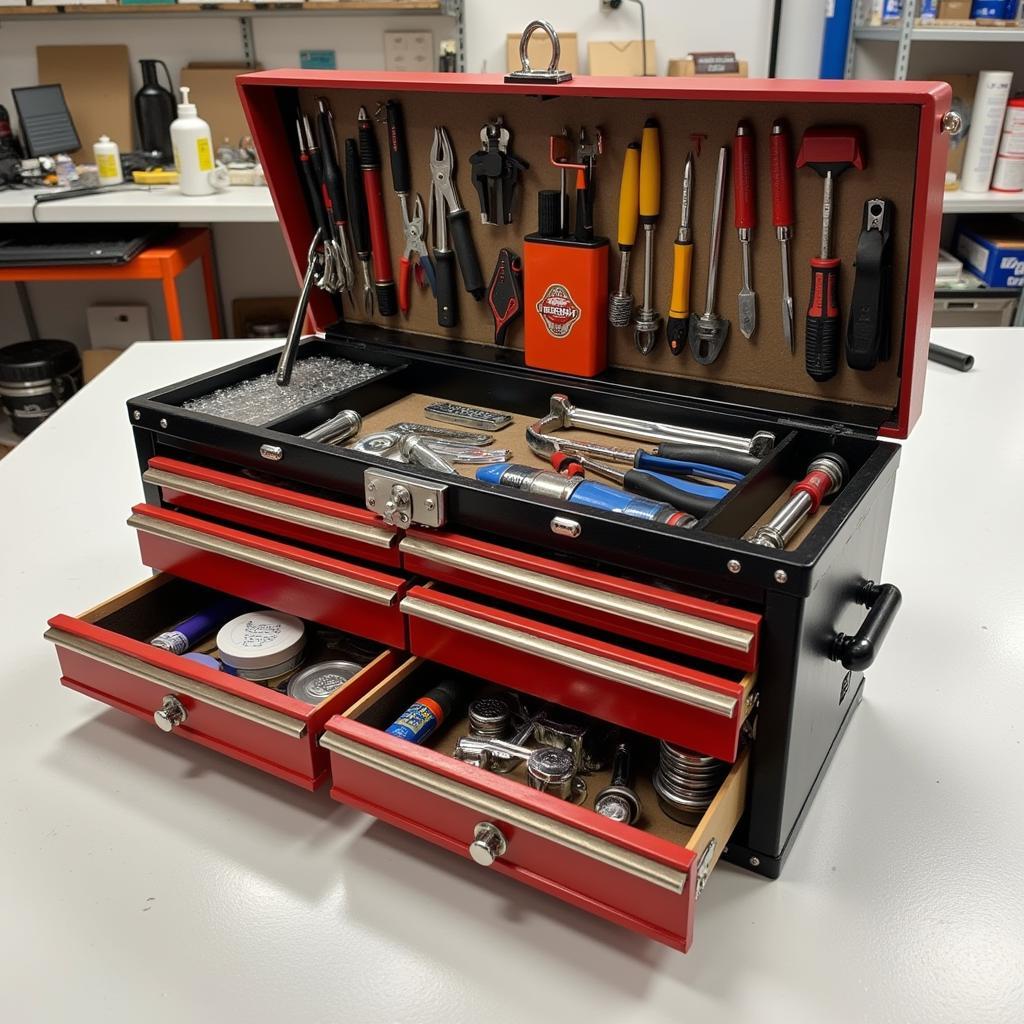 Custom-Built Model Car Tool Box with Personalized Compartments